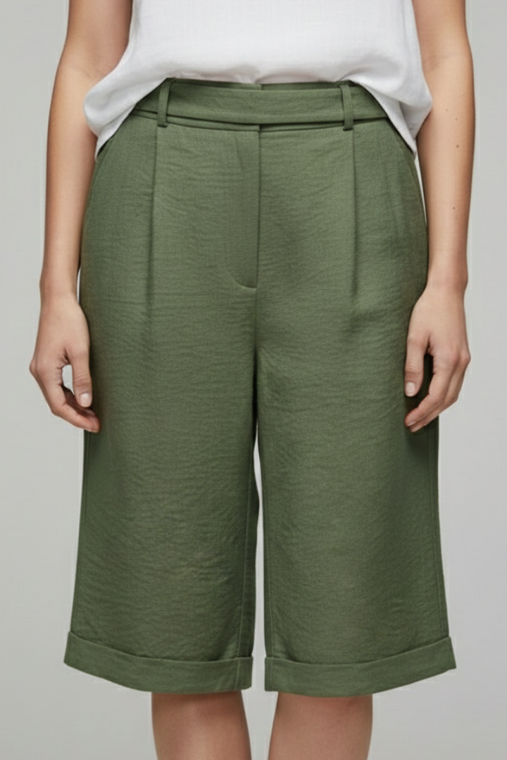 Rosalie | Women’s High Waist Tailored Casual Shorts with Rolled Hem