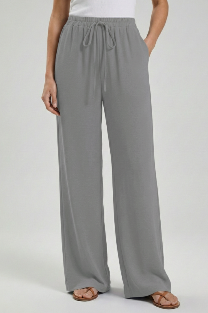 Zinnia | Women’s Drawstring Palazzo Pants with Side Pockets