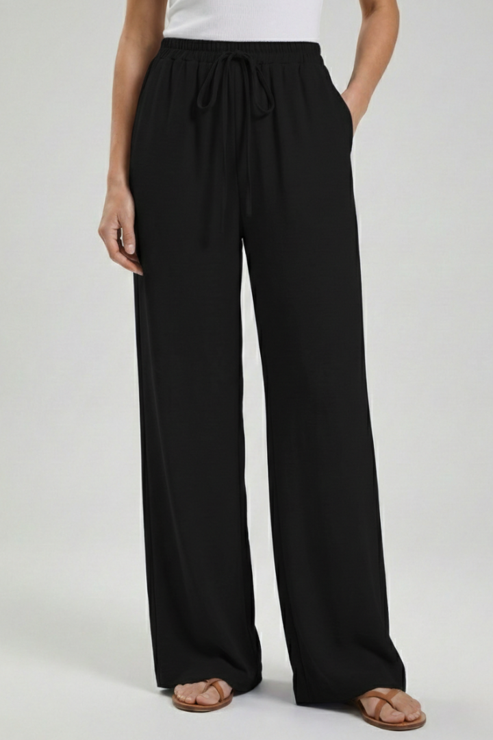 Zinnia | Women’s Drawstring Palazzo Pants with Side Pockets