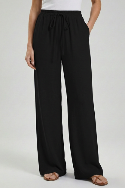 Zinnia | Women’s Drawstring Palazzo Pants with Side Pockets