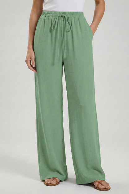 Zinnia | Women’s Drawstring Palazzo Pants with Side Pockets