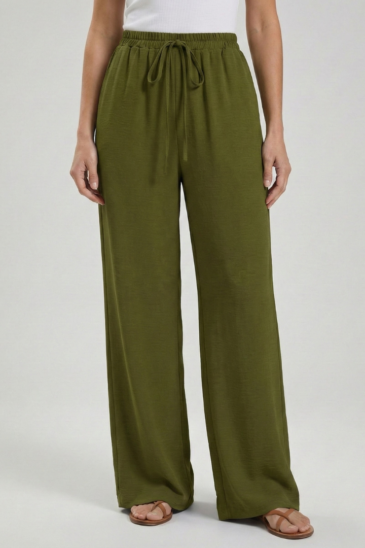 Zinnia | Women’s Drawstring Palazzo Pants with Side Pockets