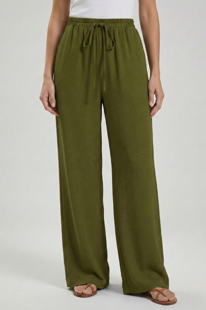 Zinnia | Women’s Drawstring Palazzo Pants with Side Pockets