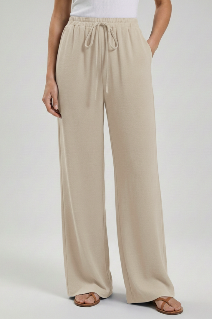 Zinnia | Women’s Drawstring Palazzo Pants with Side Pockets