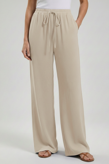Zinnia | Women’s Drawstring Palazzo Pants with Side Pockets
