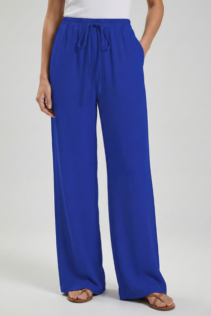 Zinnia | Women’s Drawstring Palazzo Pants with Side Pockets