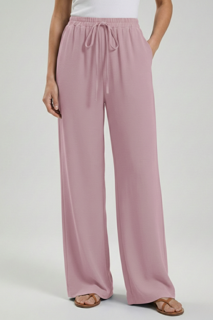 Zinnia | Women’s Drawstring Palazzo Pants with Side Pockets