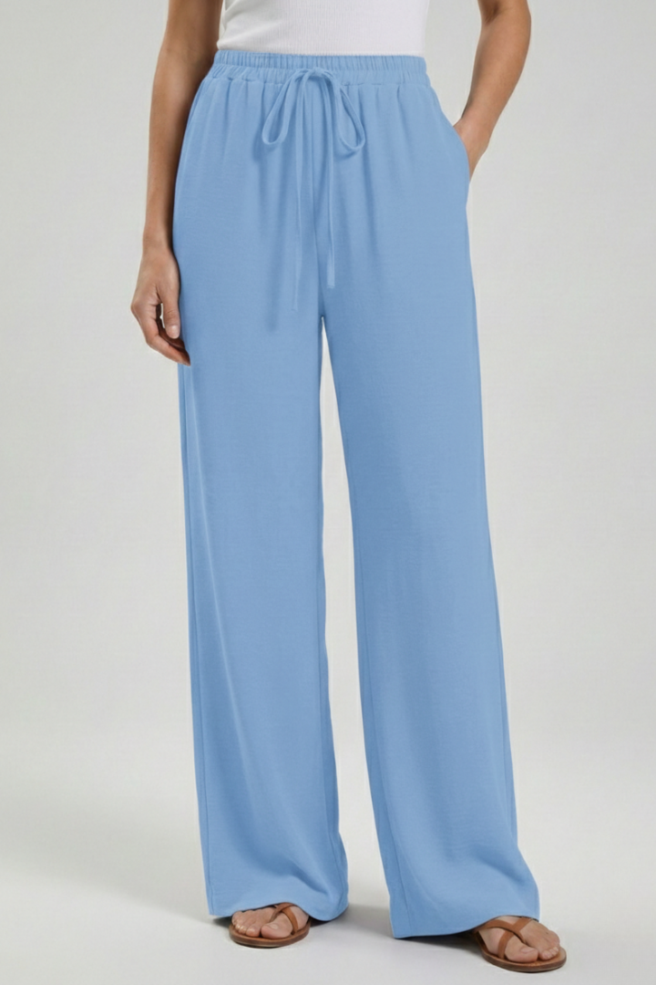 Zinnia | Women’s Drawstring Palazzo Pants with Side Pockets
