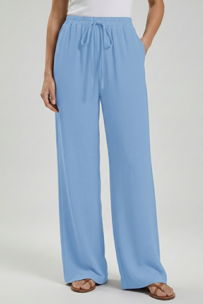 Zinnia | Women’s Drawstring Palazzo Pants with Side Pockets