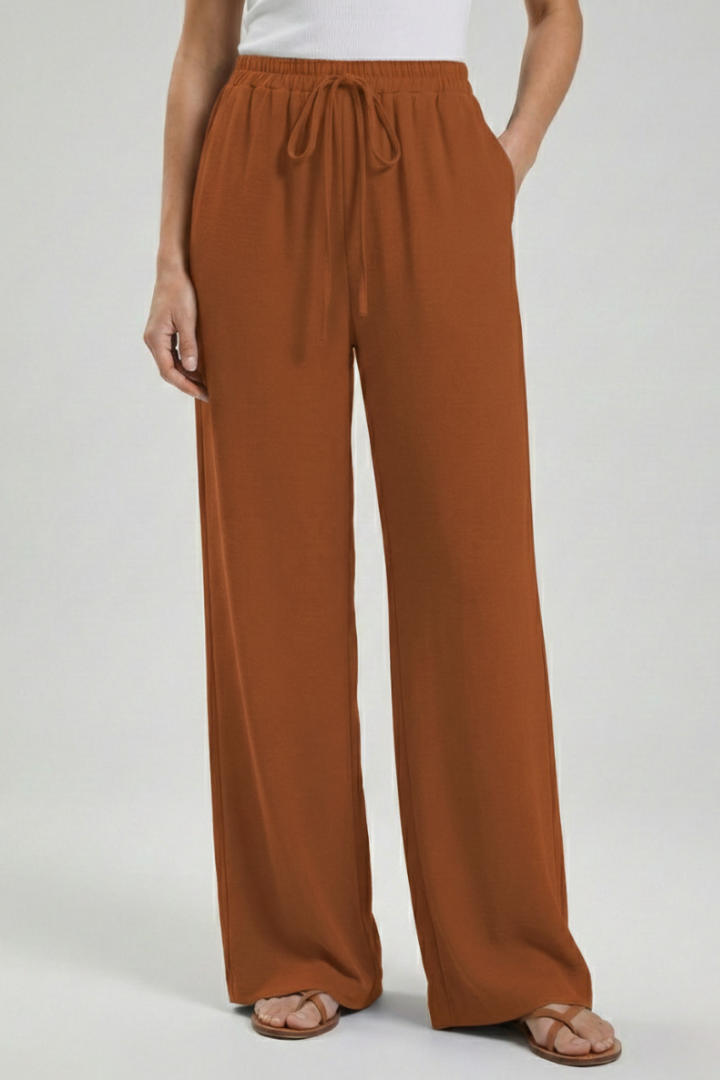 Zinnia | Women’s Drawstring Palazzo Pants with Side Pockets