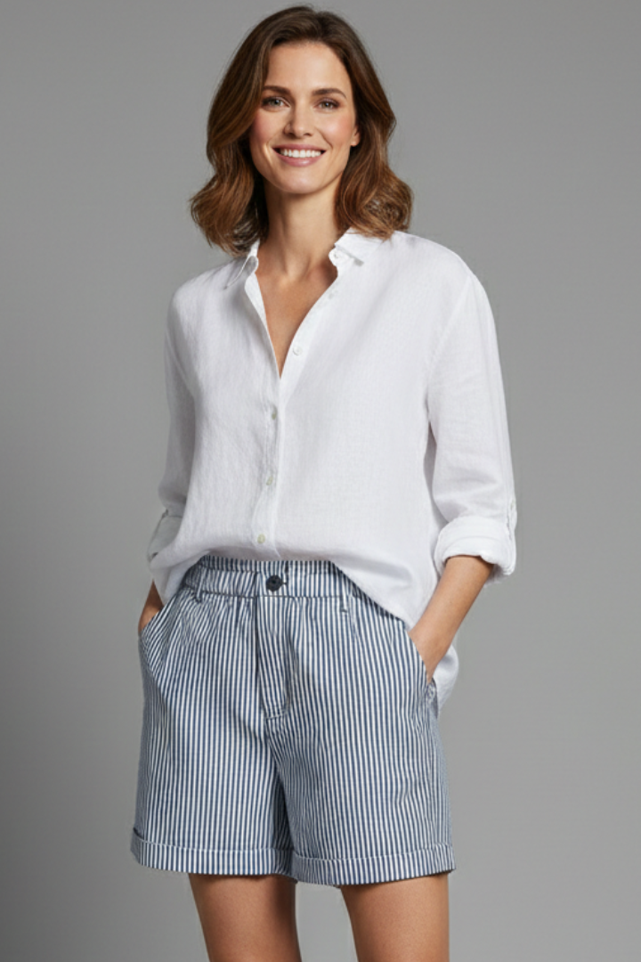 Annalise | Women’s High Waist Striped Tailored Shorts