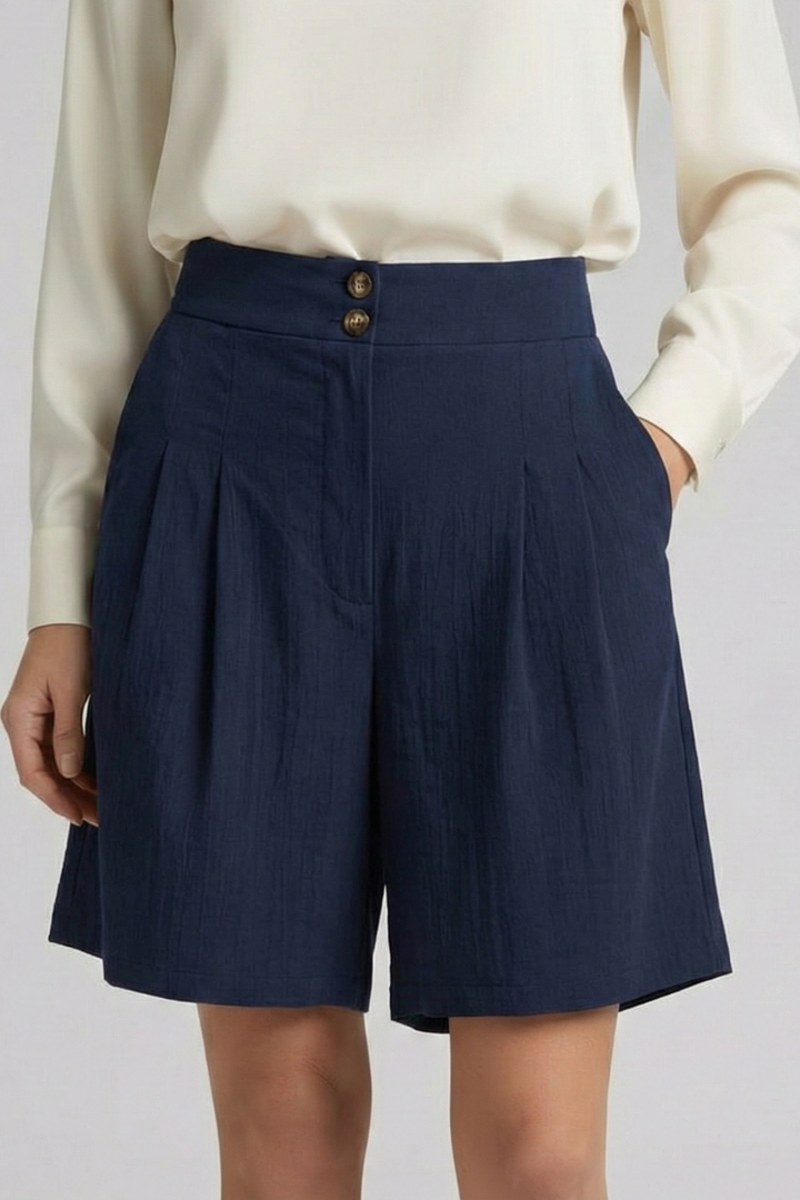 Noelle | Women’s High Waist Pleated Tailored Shorts