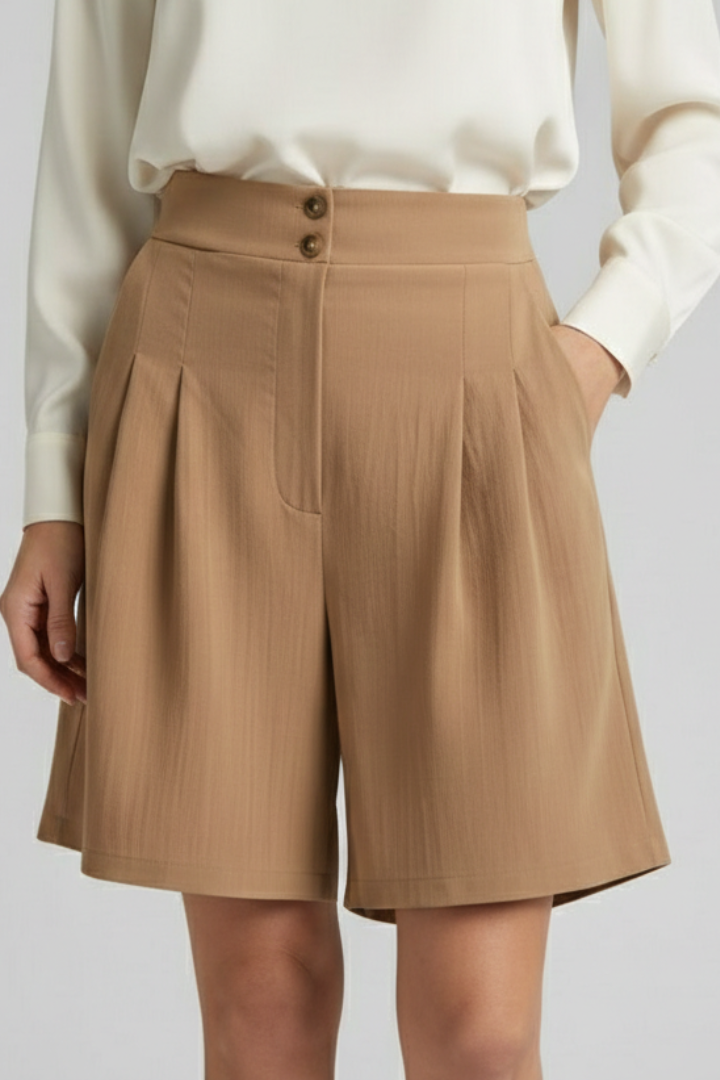 Noelle | Women’s High Waist Pleated Tailored Shorts