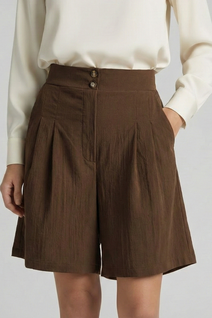 Noelle | Women’s High Waist Pleated Tailored Shorts
