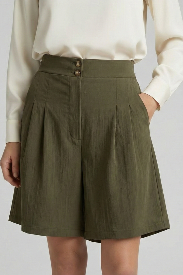 Noelle | Women’s High Waist Pleated Tailored Shorts