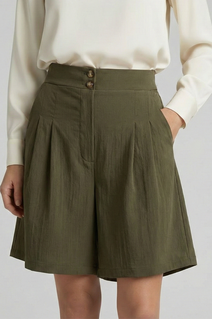 Noelle | Women’s High Waist Pleated Tailored Shorts