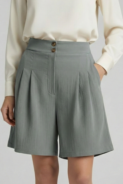 Noelle | Women’s High Waist Pleated Tailored Shorts