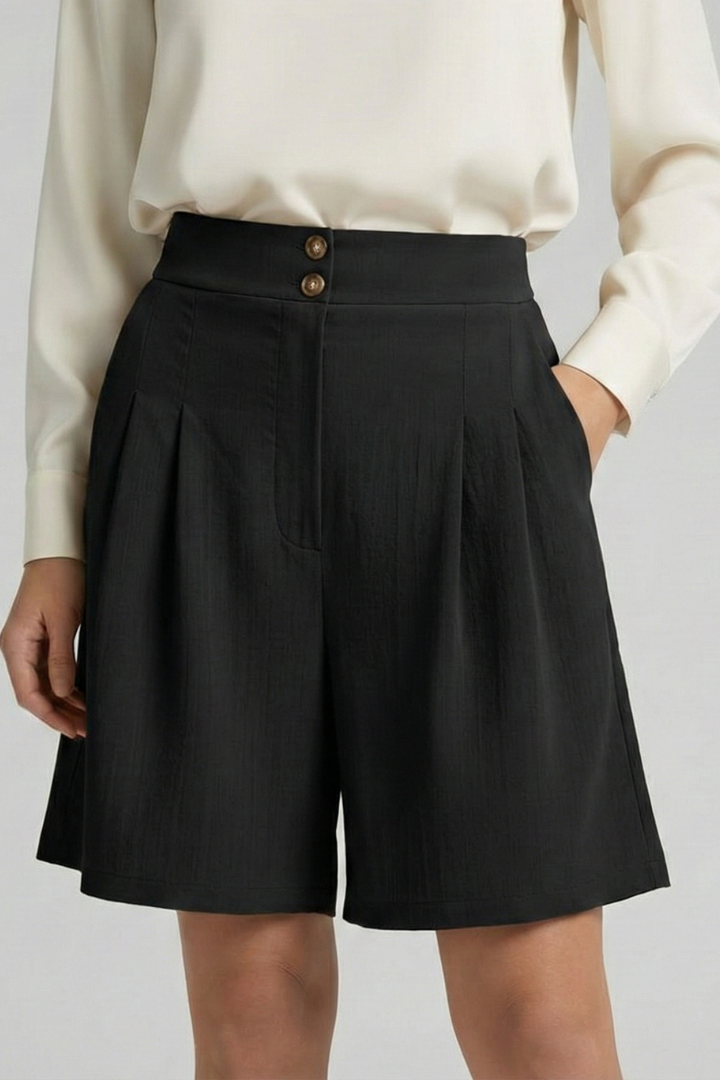 Noelle | Women’s High Waist Pleated Tailored Shorts