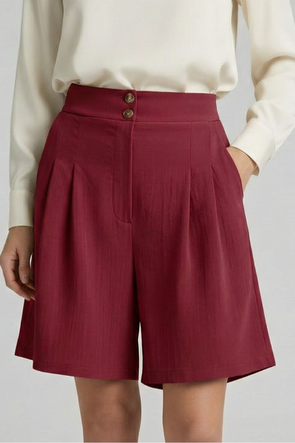 Noelle | Women’s High Waist Pleated Tailored Shorts