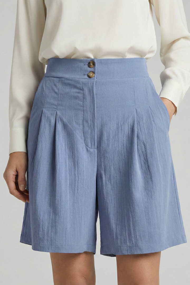 Noelle | Women’s High Waist Pleated Tailored Shorts