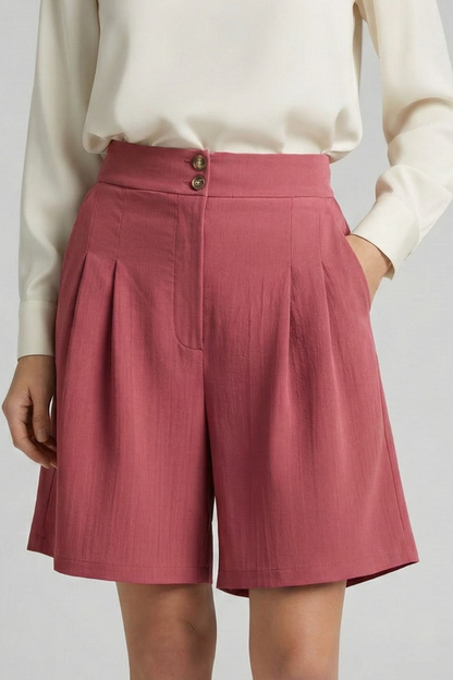Noelle | Women’s High Waist Pleated Tailored Shorts