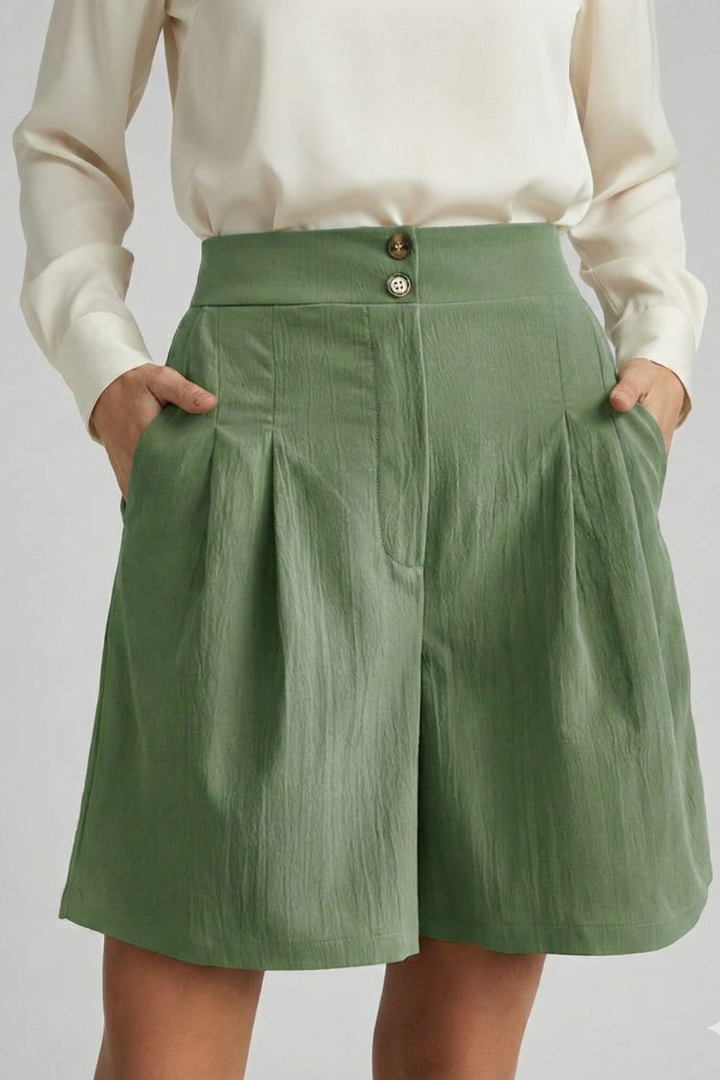 Noelle | Women’s High Waist Pleated Tailored Shorts