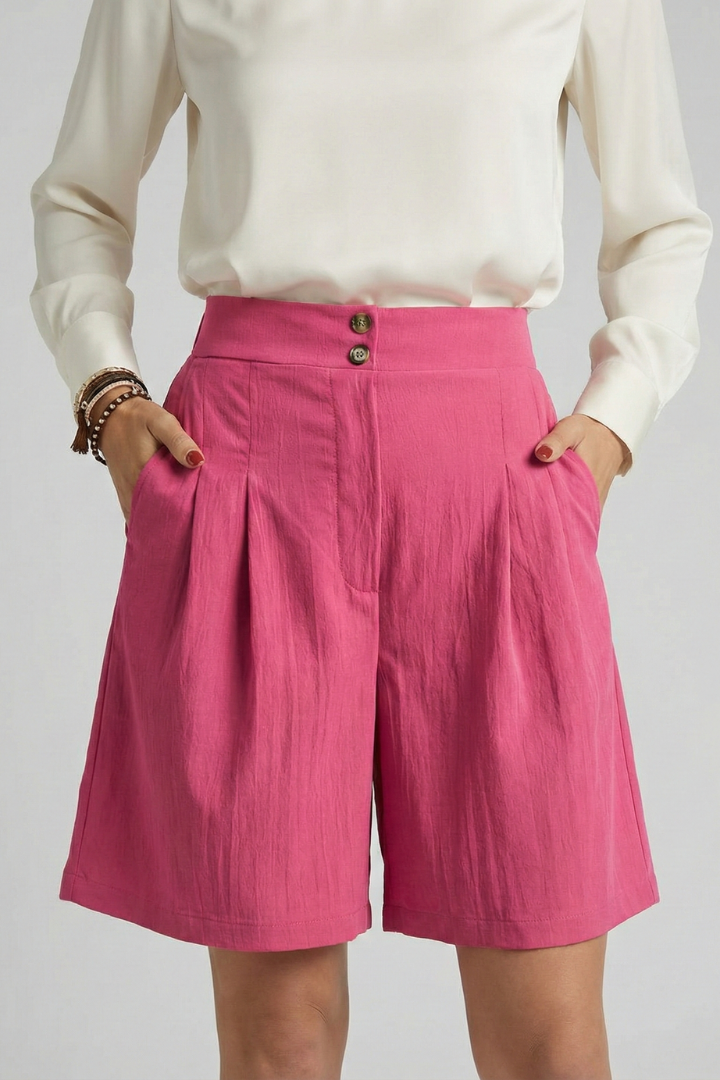 Noelle | Women’s High Waist Pleated Tailored Shorts