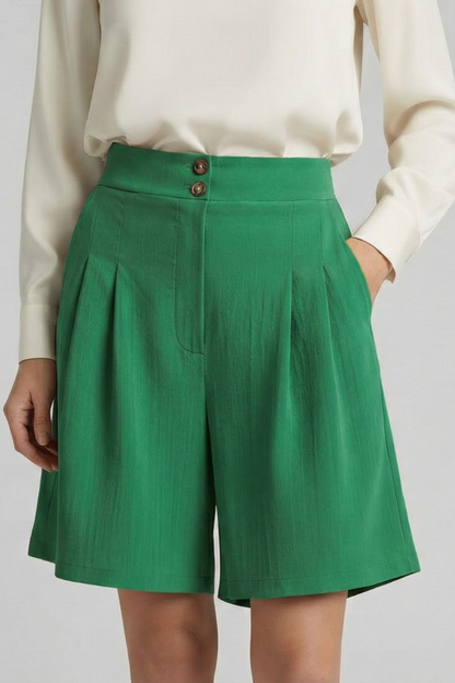 Noelle | Women’s High Waist Pleated Tailored Shorts