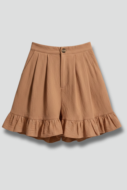 Ainsley | Women’s High Waist Casual Shorts with Ruffle Hem