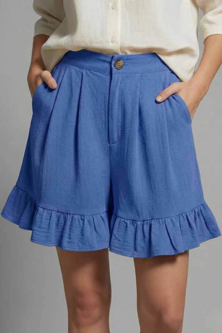 Ainsley | Women’s High Waist Casual Shorts with Ruffle Hem