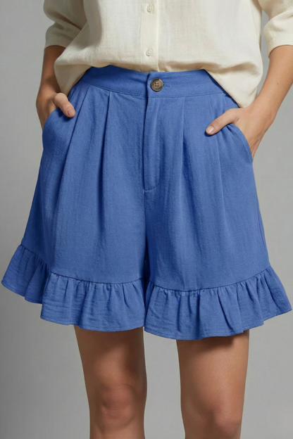 Ainsley | Women’s High Waist Casual Shorts with Ruffle Hem