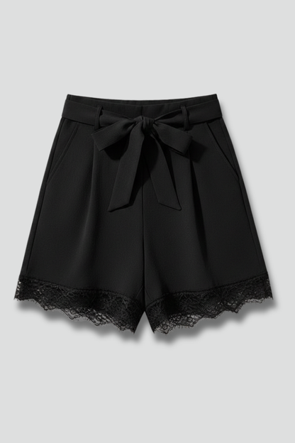 Madison | Women’s Tie Waist Shorts with Lace Trim Detail
