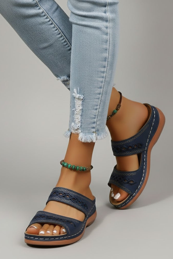 Paisley | Women’s Double Strap Slide Sandals with Cutout Detail