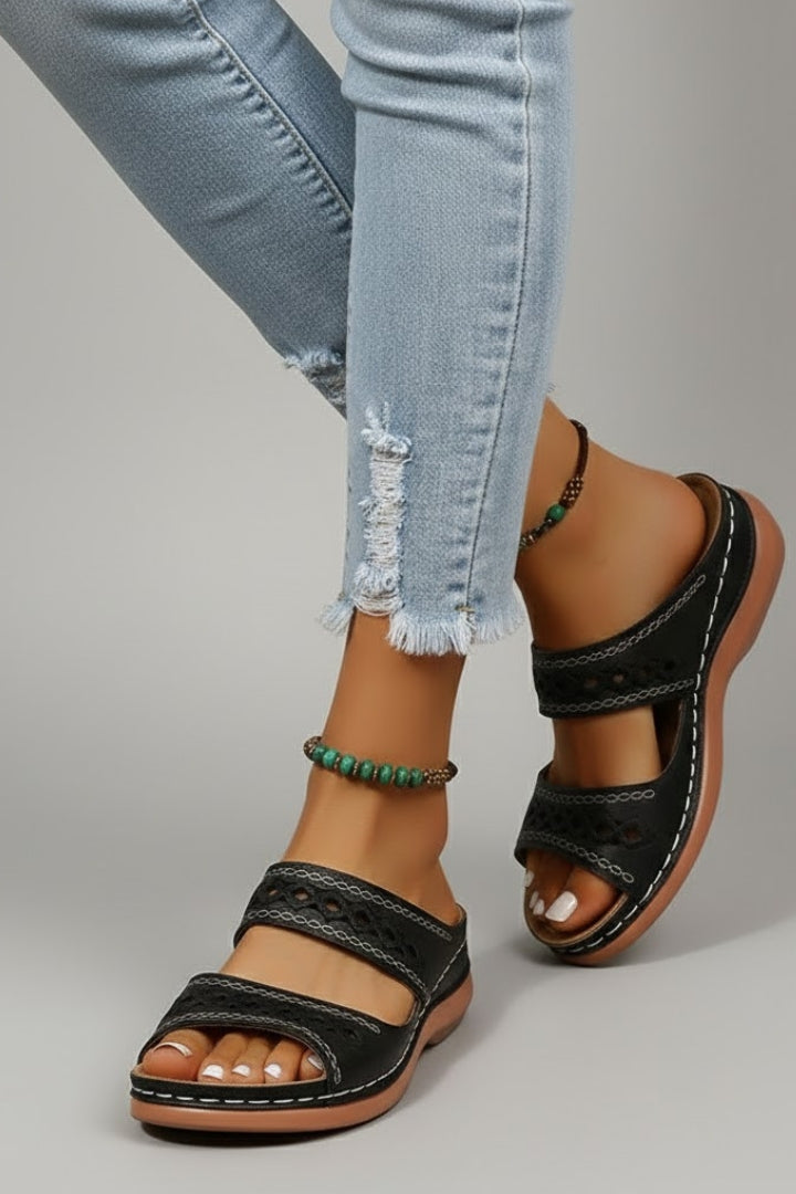Paisley | Women’s Double Strap Slide Sandals with Cutout Detail