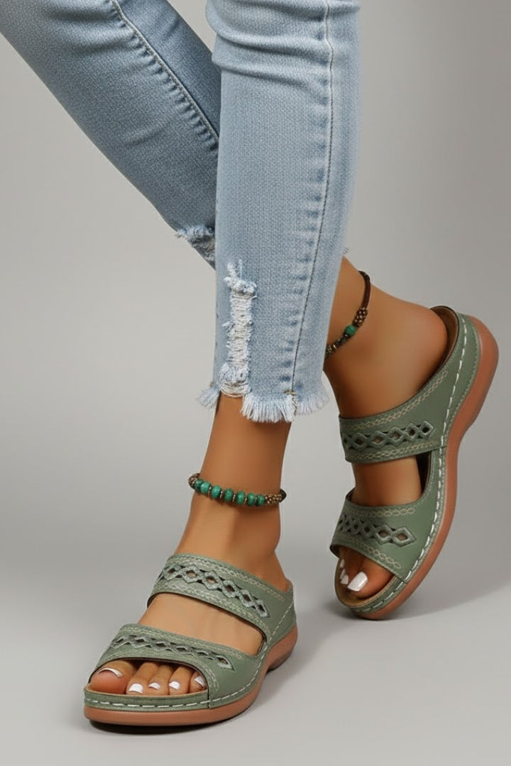 Paisley | Women’s Double Strap Slide Sandals with Cutout Detail