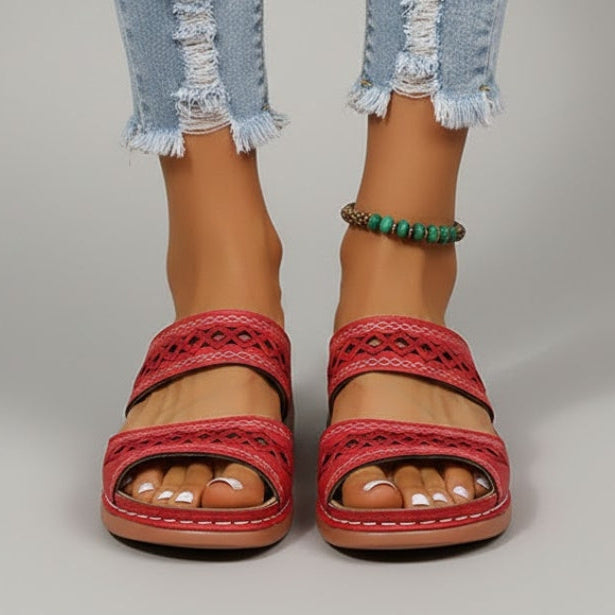 Paisley | Women’s Double Strap Slide Sandals with Cutout Detail