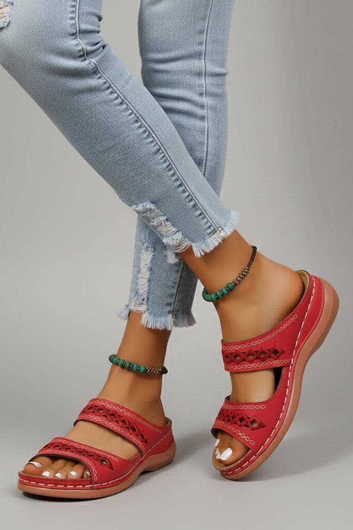 Paisley | Women’s Double Strap Slide Sandals with Cutout Detail
