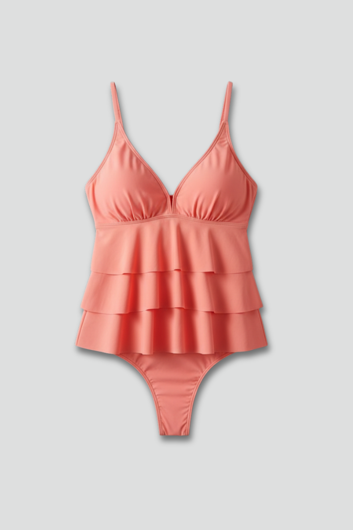 Rosalie | Women’s Tiered Ruffle V-Neck Tankini Set