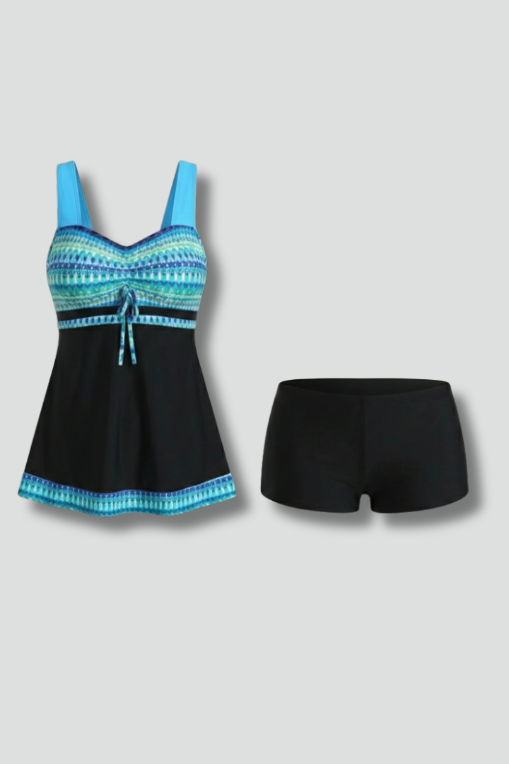 Aubree | Women’s Printed Tankini Set with Swim Shorts
