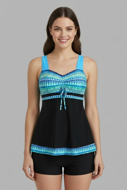 Aubree | Women’s Printed Tankini Set with Swim Shorts