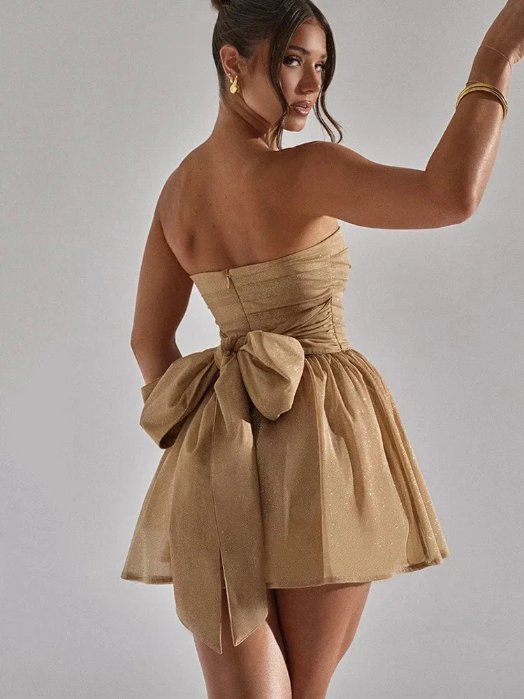 Yskala | Women’s Strapless Pleated Mini Dress