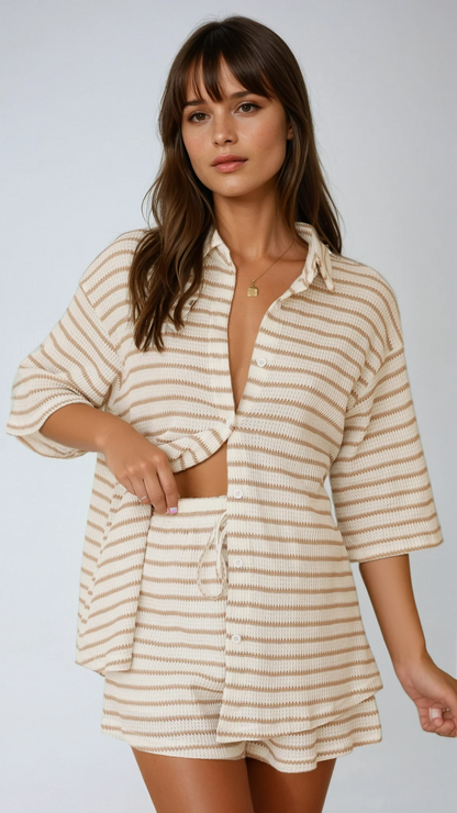 Chelsea | Women’s Striped Shirt and Shorts Set