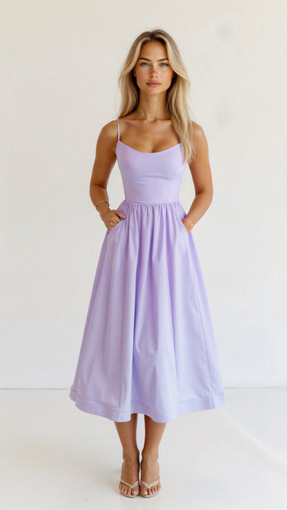 Eliora | Women’s A-Line Midi Dress Ascot Style