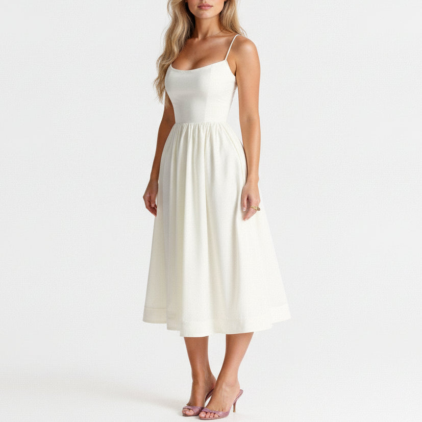 Eliora | Women’s A-Line Midi Dress Ascot Style