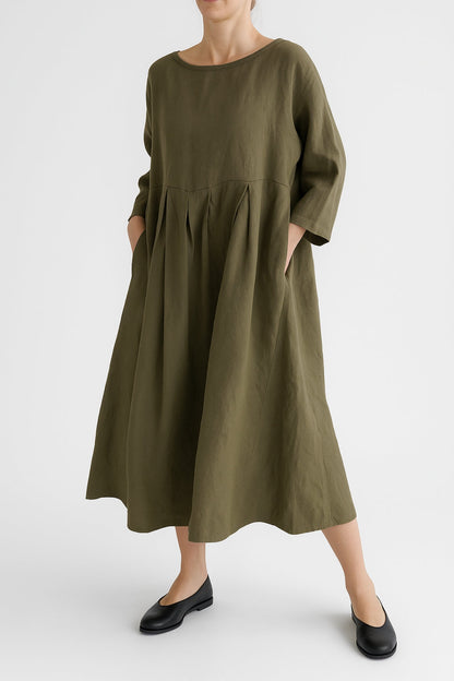 Adeline | Women’s Casual Pleated Midi Dress