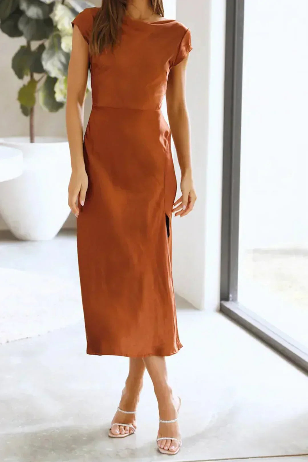 Valeria | Women’s Slip Midi Dress with Minimalist Silhouette