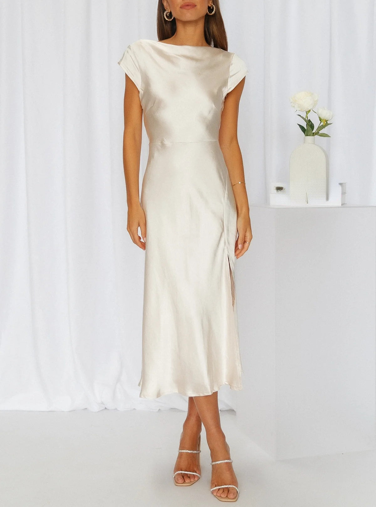 Valeria | Women’s Slip Midi Dress with Minimalist Silhouette