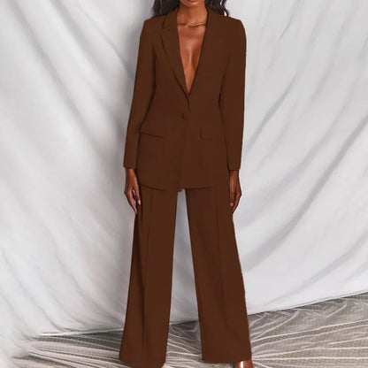 Evarisse | Women’s Wide Leg Trouser Suit with Longline Blazer