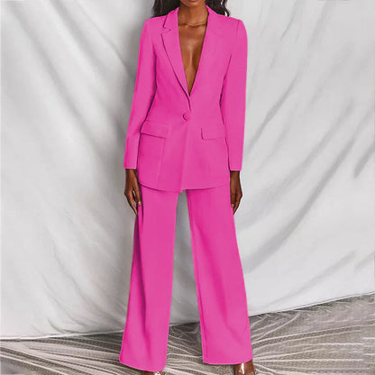 Evarisse | Women’s Wide Leg Trouser Suit with Longline Blazer