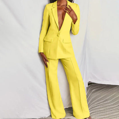 Evarisse | Women’s Wide Leg Trouser Suit with Longline Blazer